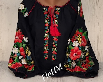 Ukrainian Vyshyvanka Ukrainian Embroidered Blouse, Romanian Blouse, Boho Linen Blouse