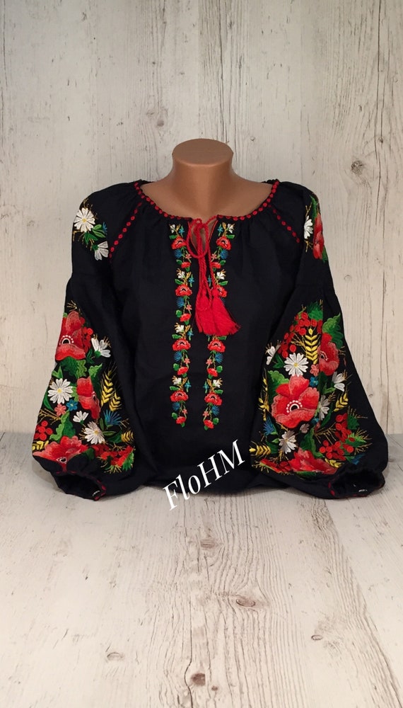 Ukrainian Vyshyvanka Ukrainian Embroidered Blouse, Romanian Blouse, Boho Linen Blouse