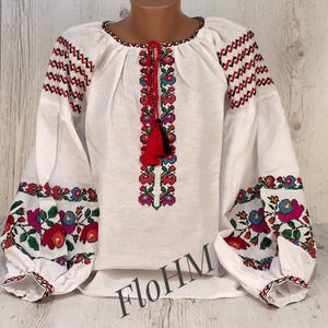 Ukrainische Vyshyvanka bestickte Ukrainische Bluse, Boho Leinenbluse