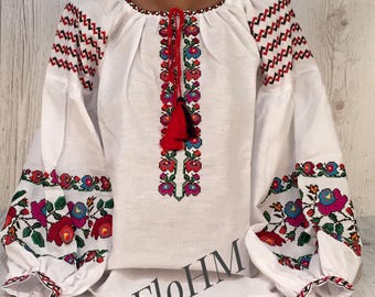 Oekraïense Vyshyvanka geborduurde Oekraïense blouse, Boho linnen blouse