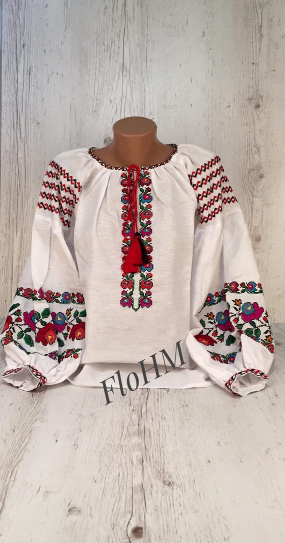 Vyshyvanka Embroidered Ukrainian Blouse Boho Linen Blouse | Etsy