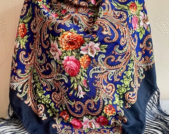 Oekraïense traditionele sjaal Hustka Boho wol Big Wrap Platok Babushka Foulard bloemen Pavlovo Posad cadeau voor haar