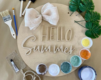 DIY Door Hanger | DIY Craft Kit | Summer Door Hanger | Crafting | Do It Yourself | Hello Summer | Summer Decor | DIY Outdoor Decor