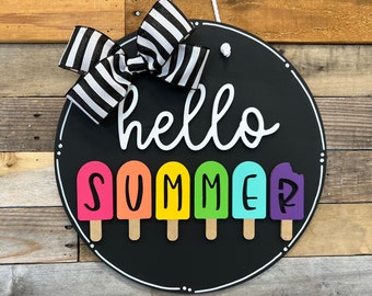 Summer Door Hanger | Hello Summer Door Hanger | Popsicle Decor | Summer Home Decor | Front Door Decor | Hello Summer Decor | Porch Decor