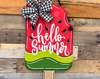 Popsicle Door Hanger | Hello Summer Door Hanger | Watermelon | Sweet Summer Decor | Porch Decor | Pool Decor | Watermelon Decor | Summertime