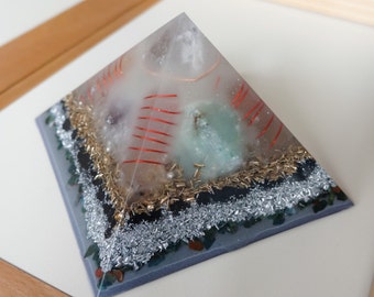 Very big, large "Positive orgone energy resin creation" pyramid GLOW in the dark, sustainable epoxy resin