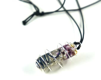 Necklace "positive energy resin creation", sustainable epoxy resin