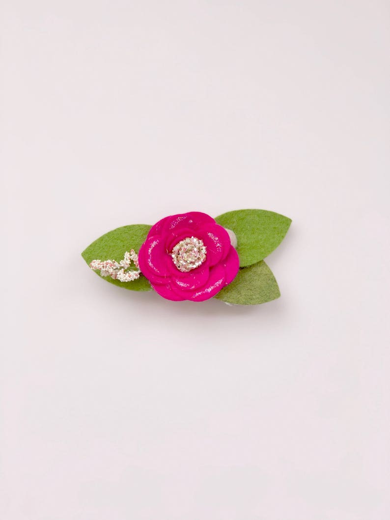 Rosa ardiente // diadema de flor de fieltro único o clip de cocodrilo imagen 3