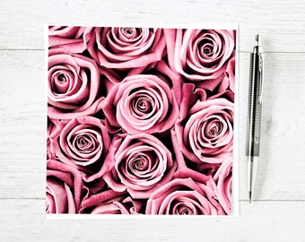 Photo note card, every day cards with old country roses flower photography, ideal for Valentines Day card or Anniversary card