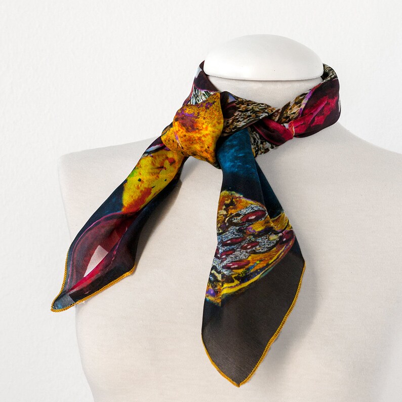Mulberry Silk Abstract Surrealist Visage Scarf main image 1