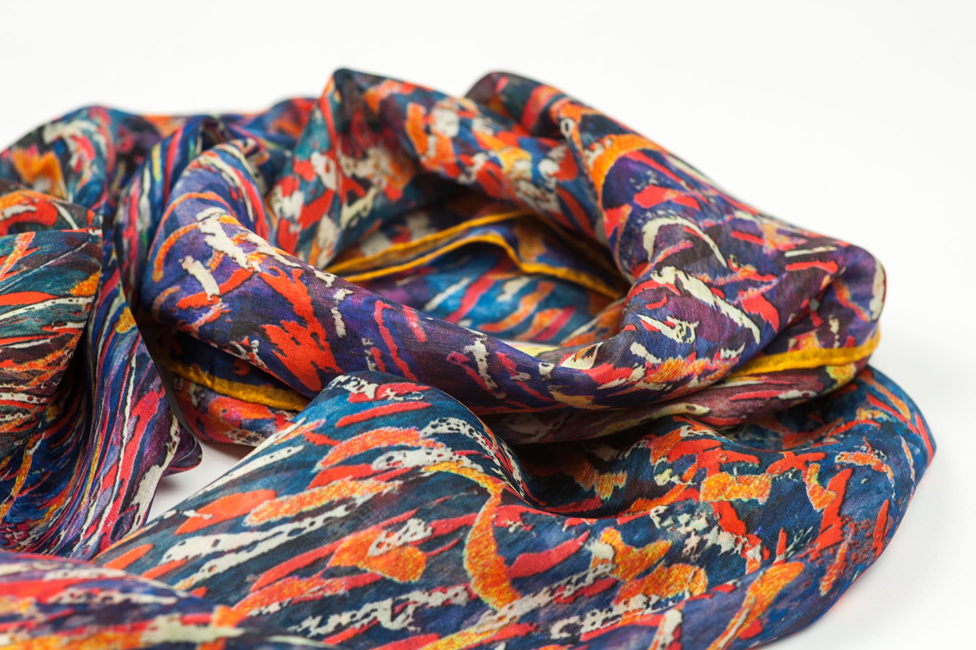 Mens Silk Scarves, Beard Complement, Spring Watercolor Print