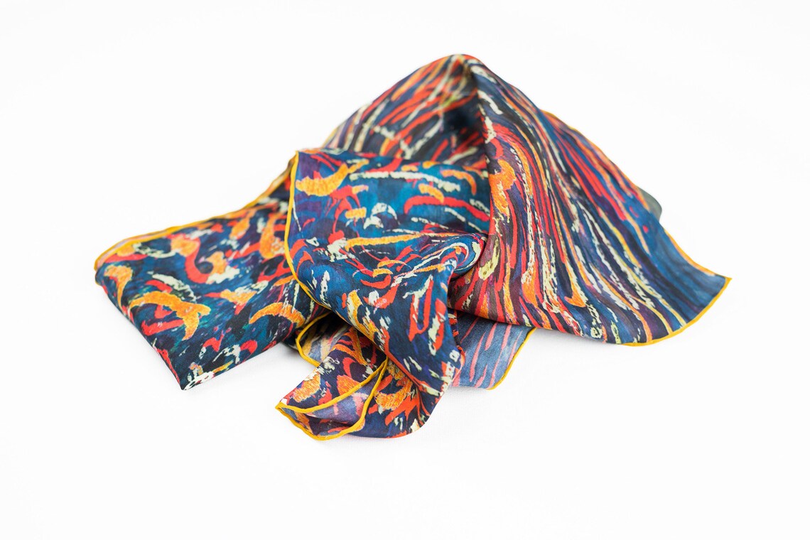 Mens Scarf Bonfire Printed Silk Scarf Business Casual Mens - Etsy