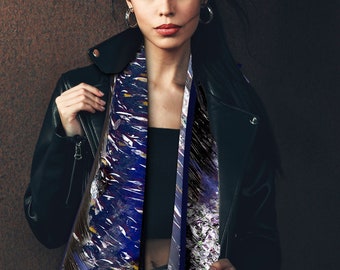 Constellation print cotton gauze scarf, Cobalt Blue Oversized Scarf