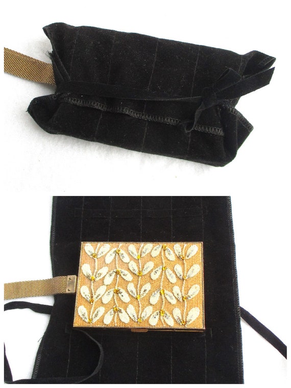 Glass Seed Beaded & Gold Metal Vintage Minaudiere… - image 9