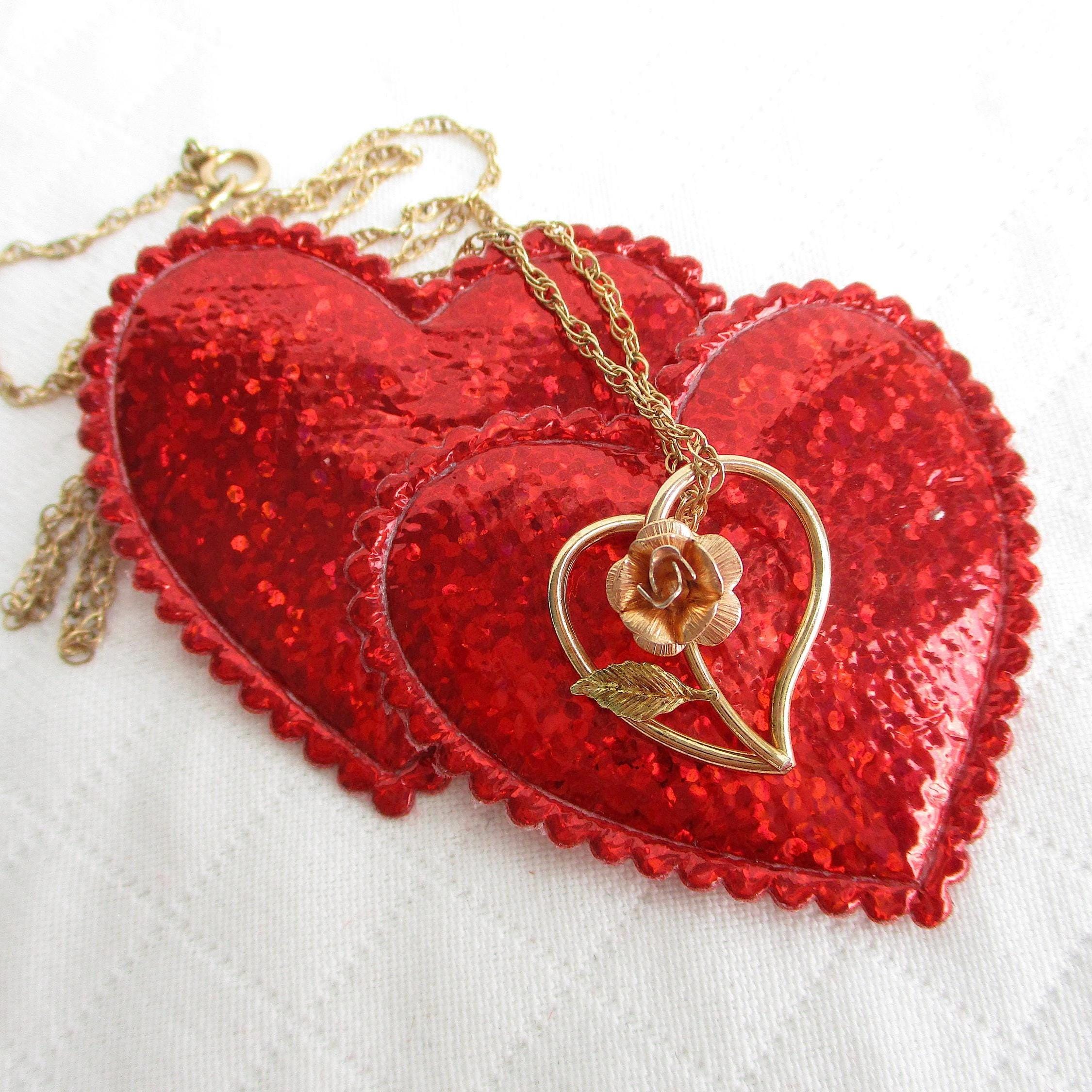 KREMENTZ ローズゴールド レイヤード ヴィンテージ ハート型ペンダント