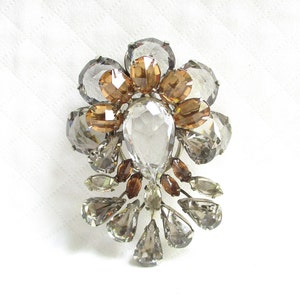 SCHREINER New York Amazing High Dome & Layered Glass and Rhinestone Vintage Brooch - Designer Signed - NY Estate Jewelry