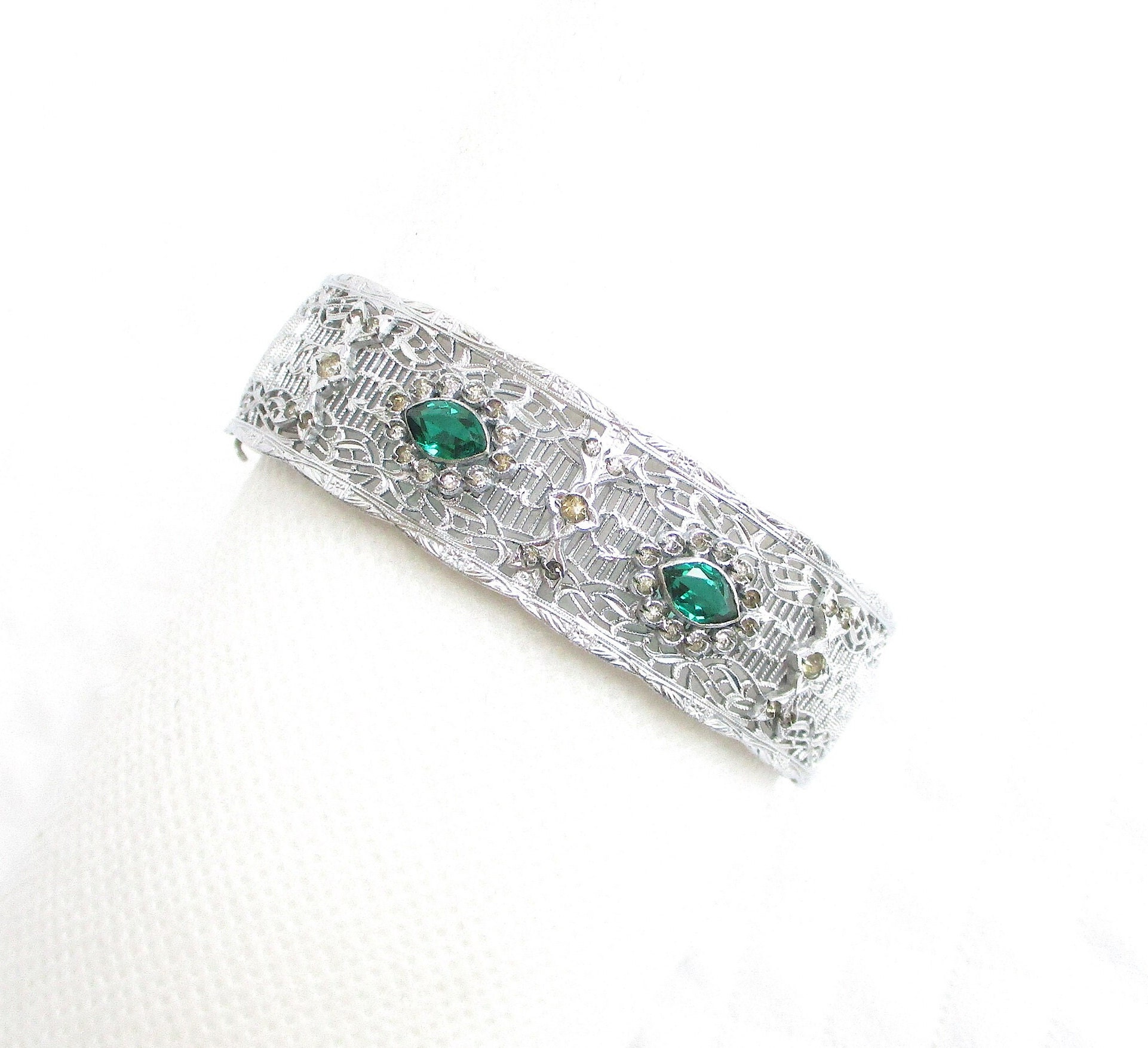 vintage jewelryえす Womens Vintage Estate Sterling Silver Topaz CZ Bangle