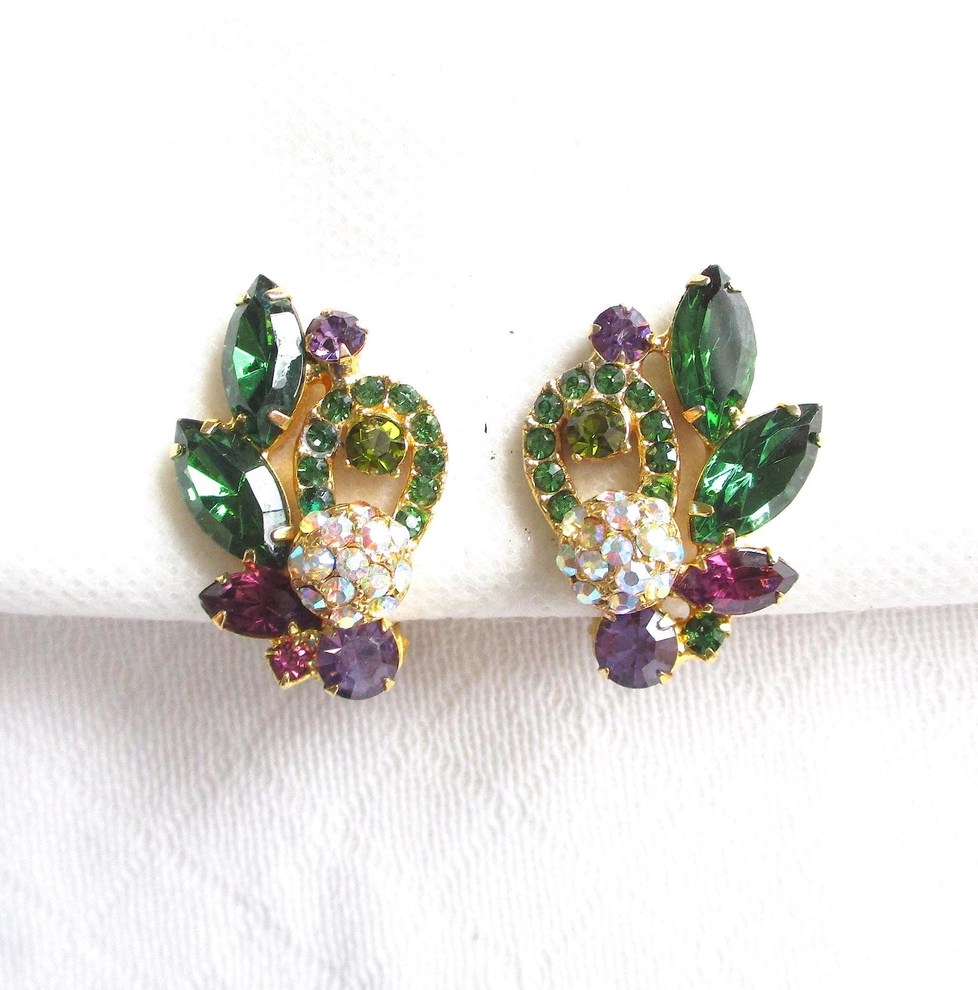 Juliana Watermelon & Green Rhinestone Vintage Jewelry Set - Book