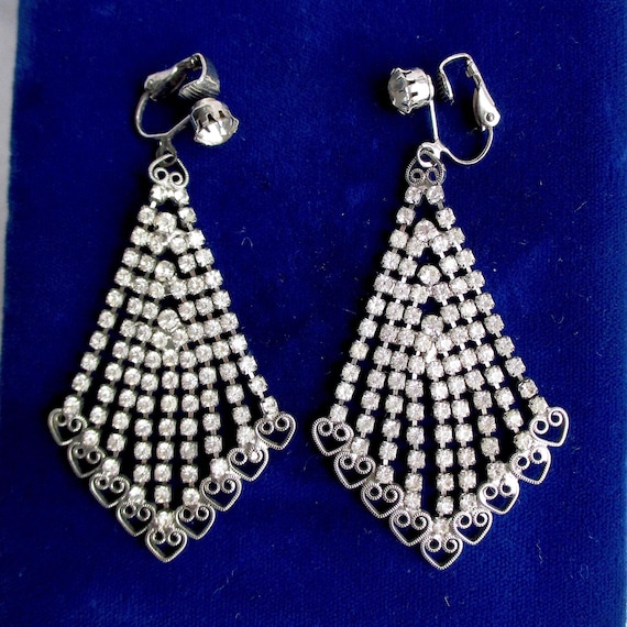 Boucles D'Oreilles Pendantes Glamour Avec Strass - Cristal & Zircon - Argent Sterling - Neuf Avec Étiquettes