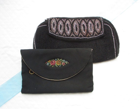 Pair of Vintage Black Handbags/Wallets - Black, S… - image 1