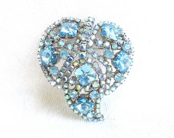 Aurora Borealis Rhinestone Brooch: Bi-color Art Glass  display picture 2