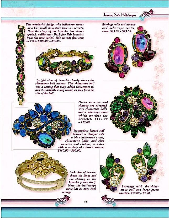 Juliana Watermelon & Green Rhinestone Vintage Jewelry Set - Book