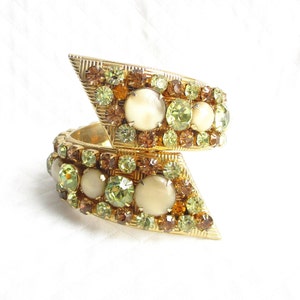 VENDOME Rhinestone and Gold Vintage Clamper Cuff Bracelet - Heavy, Elaborate & Elegant Statement Piece - NY Estate Jewelry