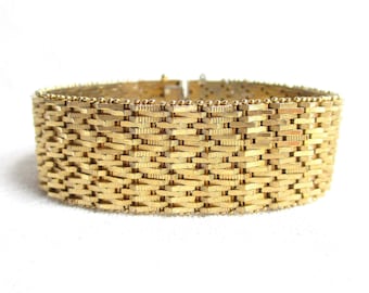 Vintage schweres 14K Gold breites Gliederarmband - gepunzt K Made in Italy - NY State Schmuck