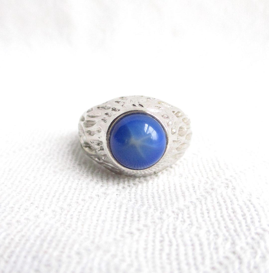 ブルースターサファイア 18KTHGE ヴィンテージリング - デザイナー刻印