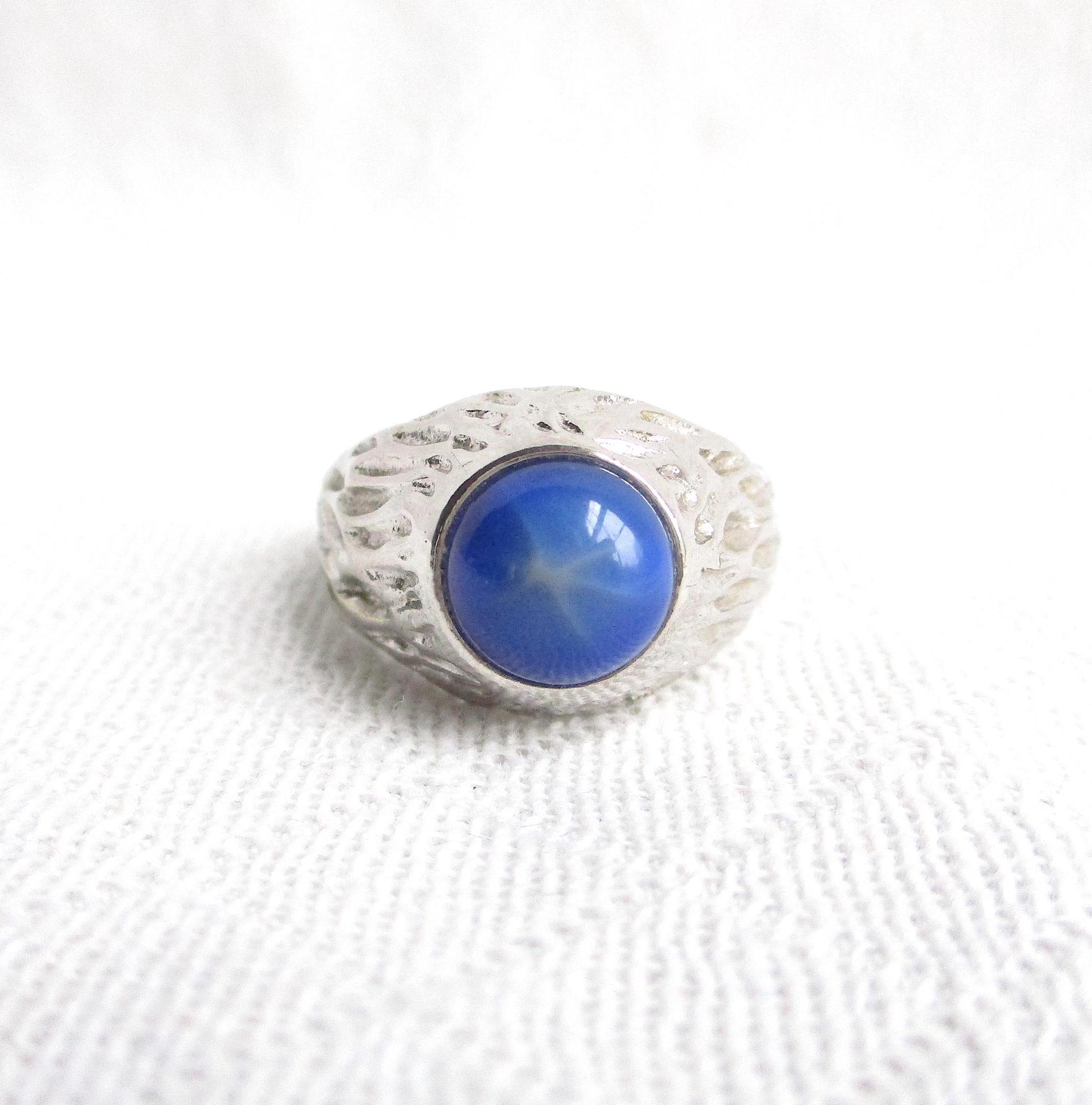 ブルースターサファイア 18KTHGE ヴィンテージリング - デザイナー刻印