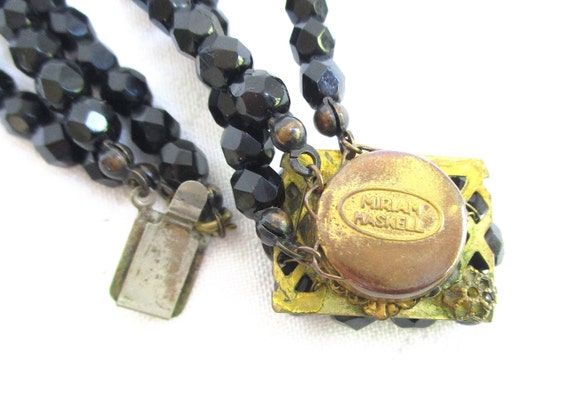 Miriam Haskell Black Sparkling Crystal Beaded Thr… - image 4