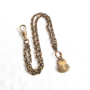 Antique Chatelaine Simmons RFS & CO Double Chain Gold Purse Charm Vintage Vest Chain - Pocket Watch Fob - Hallmarked - NY Estate Jewelry
