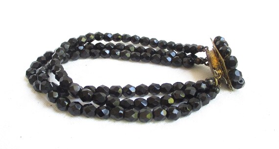 Miriam Haskell Black Sparkling Crystal Beaded Thr… - image 8