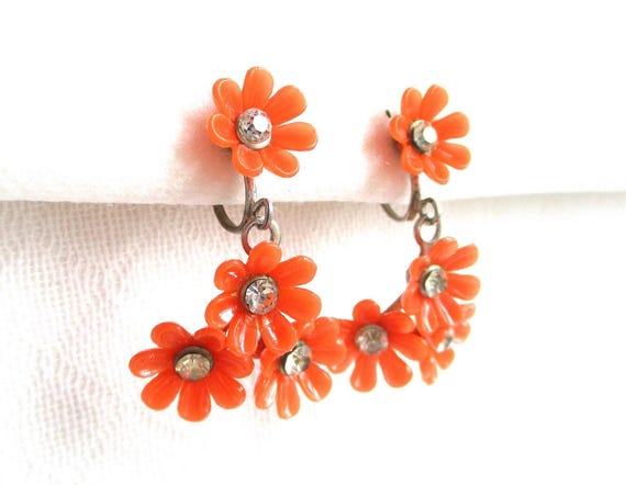 Coro "Blithe Blossoms"  Orange Lucite Cluster Flo… - image 8