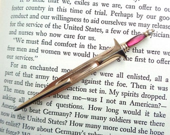 Men's Vintage Sword Tie Clip by SWANK - 3 1/2" Long - Red Stone Accent - Mad Men Style