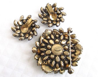 SCHREINER New York Shades of Blue Vintage Brooch and Clip