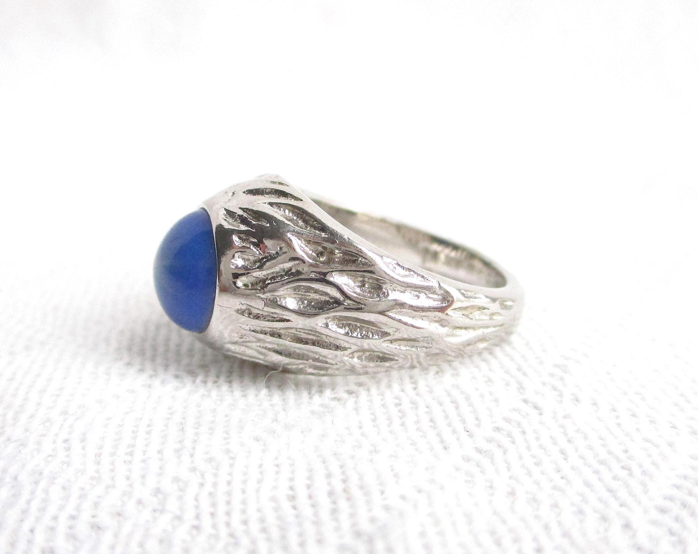 ブルースターサファイア 18KTHGE ヴィンテージリング - デザイナー刻印