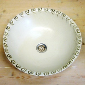 Washbasin, handmade ceramic, approx. 39 cm x 13 cm