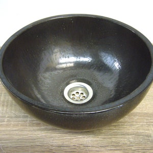 Hand washbasin in bronze-brown glaze, handmade ceramic, 27 x 12.5 cm image 1