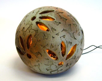 Light ball, terracotta, patinated, handmade, smoky