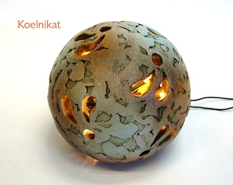 Light ball, terracotta, patinated, handmade, smoky