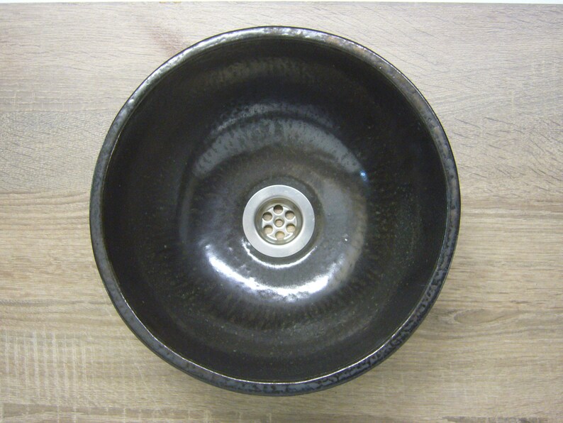 Hand washbasin in bronze-brown glaze, handmade ceramic, 27 x 12.5 cm image 3