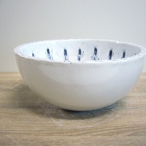 Small hand washbasin, handmade ceramics, lavender branches, blue patinated, white glazed, approx. 27.5x13cm image 4