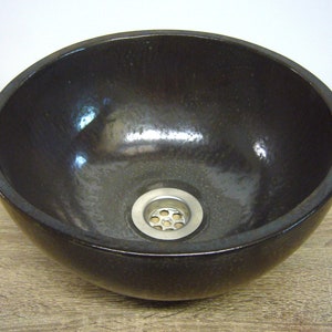 Hand washbasin in bronze-brown glaze, handmade ceramic, 27 x 12.5 cm image 4