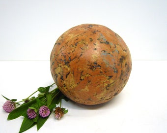 Handmade terracotta ball with structured surface, various patinas and colors, frost-resistant, d = approx. 18.5 cm