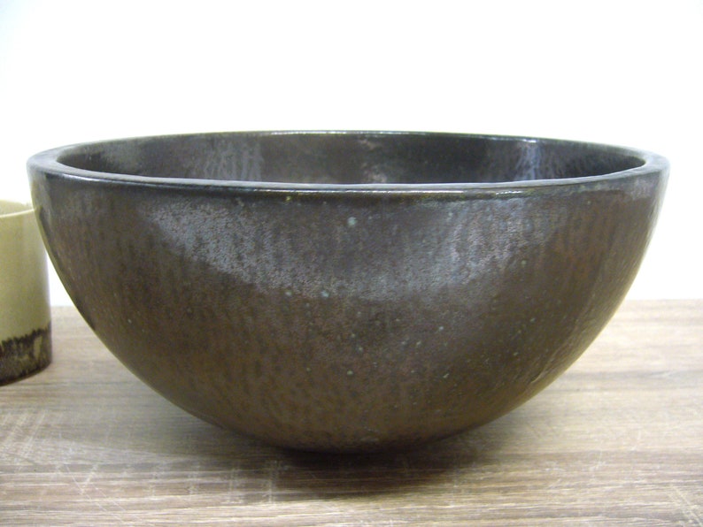 Hand washbasin in bronze-brown glaze, handmade ceramic, 27 x 12.5 cm image 2