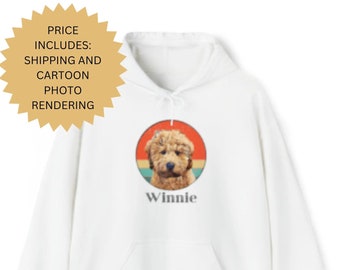 Cartoon Pet Portrait Hoodie Retro Style, Dog Face Sweatshirt, Dog Mom Gifts, Pet Pop Art, Cat Mom Gift Ideas