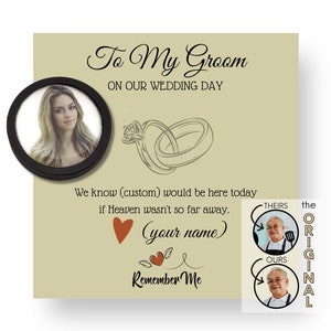 Foto de bolsillo, regalo conmemorativo de boda para el novio de la novia, piedra conmemorativa con foto, en memoria del padre, pérdida de la madre, amuleto para padres fallecidos