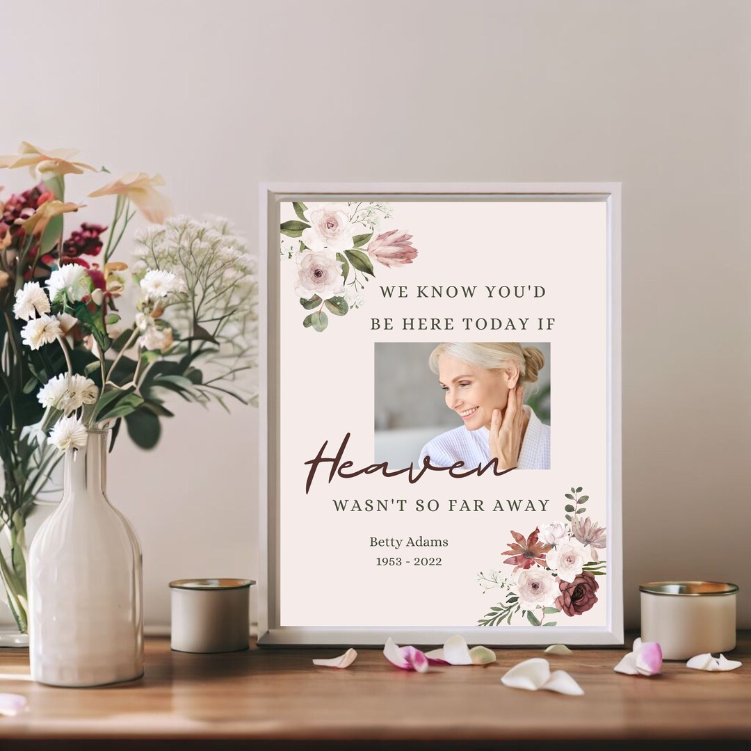 Printable Memorial Table Sign for Wedding Personalized Photo, Name &amp; Dates, We Know You Would Be ...