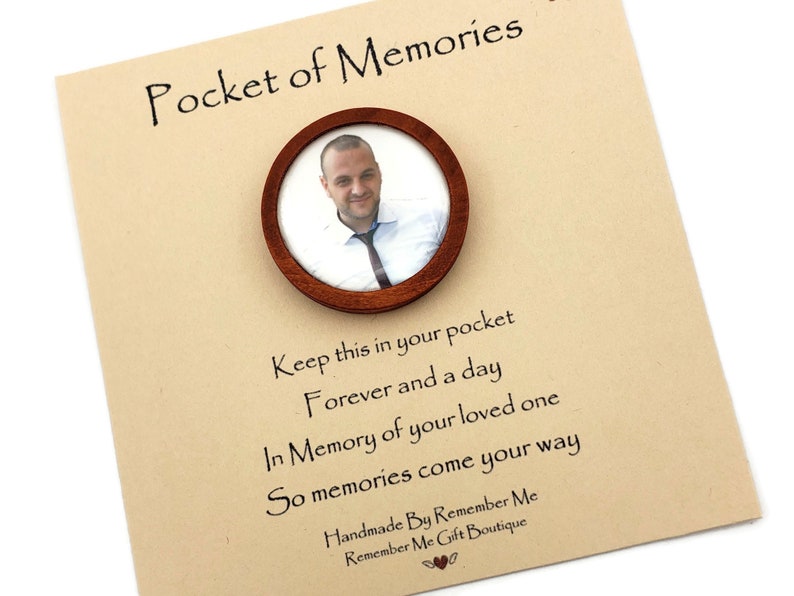 Sympathy Gift for Man Pocket Keepsake with Photo Memorial